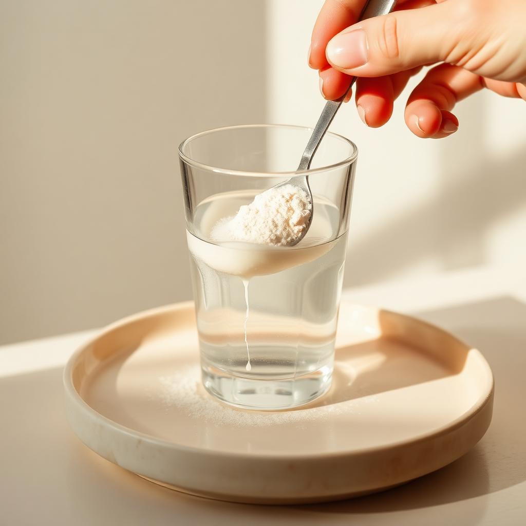 Bettr Morning powder being stirred into a glass of water